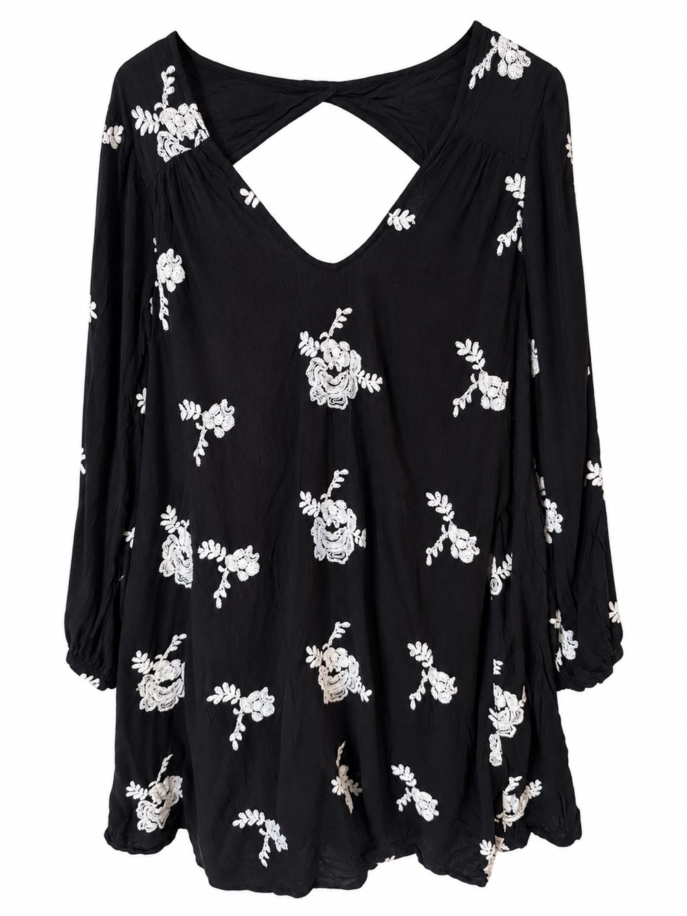 Free people Black Floral Embroidered Women's swing dress